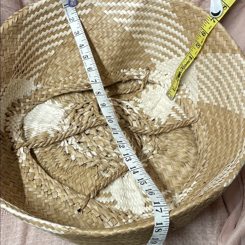 Woven Straw Tan and White Garment Bag